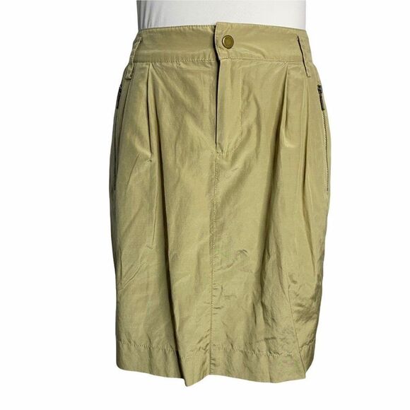Banana Republic Silk Mini Skirt 4 Tan Khaki Zipper - Picture 1 of 6